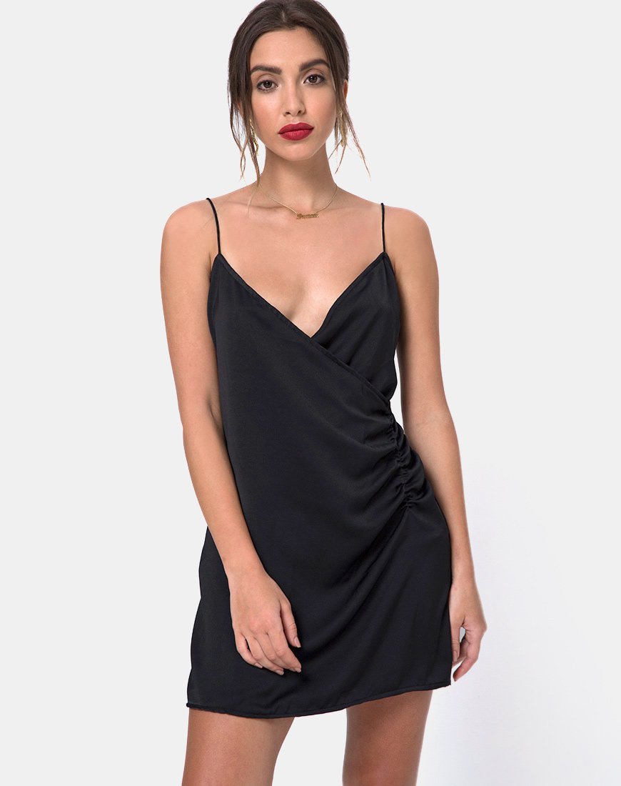 Mini Vestido Bartier en Satén Max Zara Negro