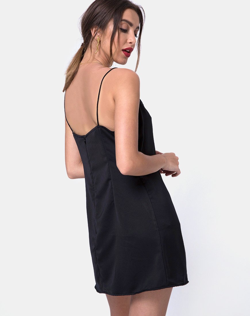 Mini Vestido Bartier en Satén Max Zara Negro