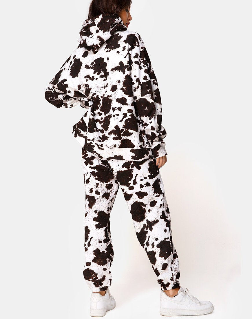Imagen de Hollack Sudadera con cremallera en piel de vaca Marrón/Blanco