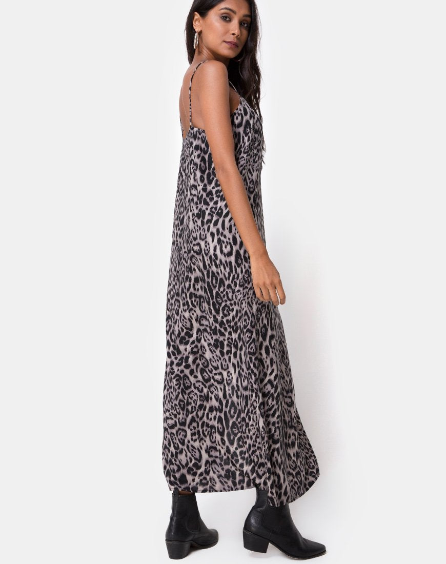 Maxi Vestido Batis Gris Leopardo