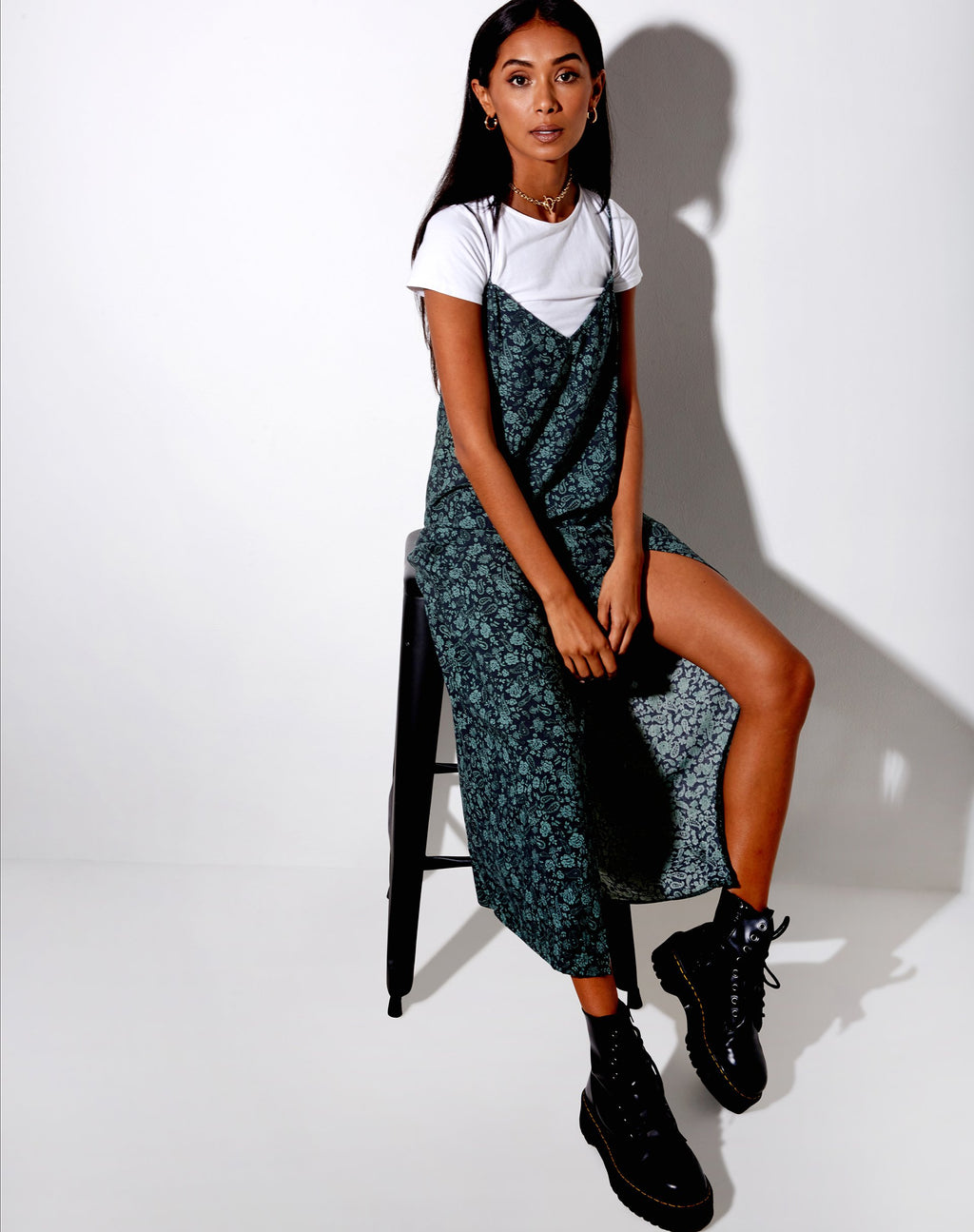 Maxi Vestido Batis en Mono Paisley Sage