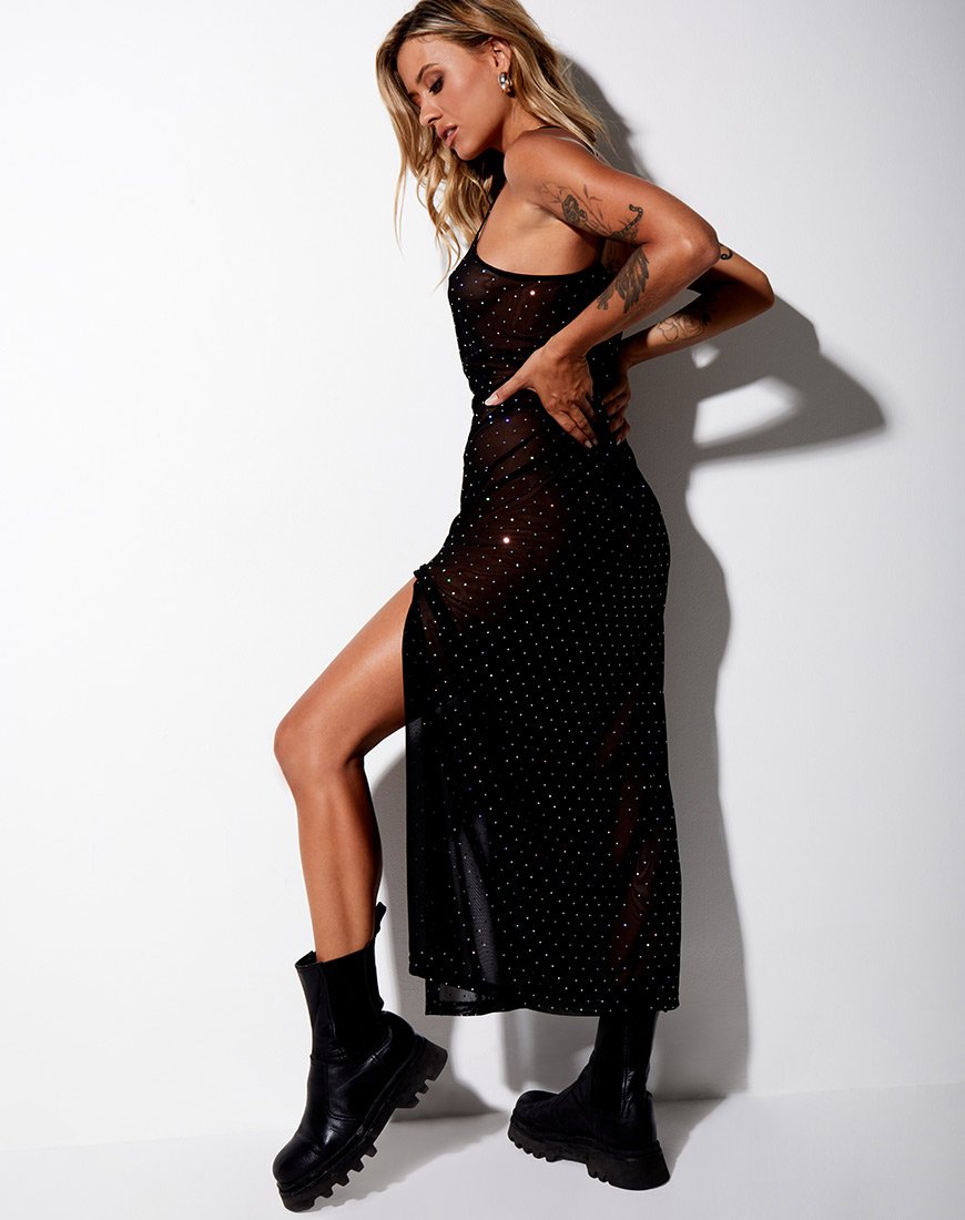 Imagen de Batis Maxi Dress in Crystal Net Negro