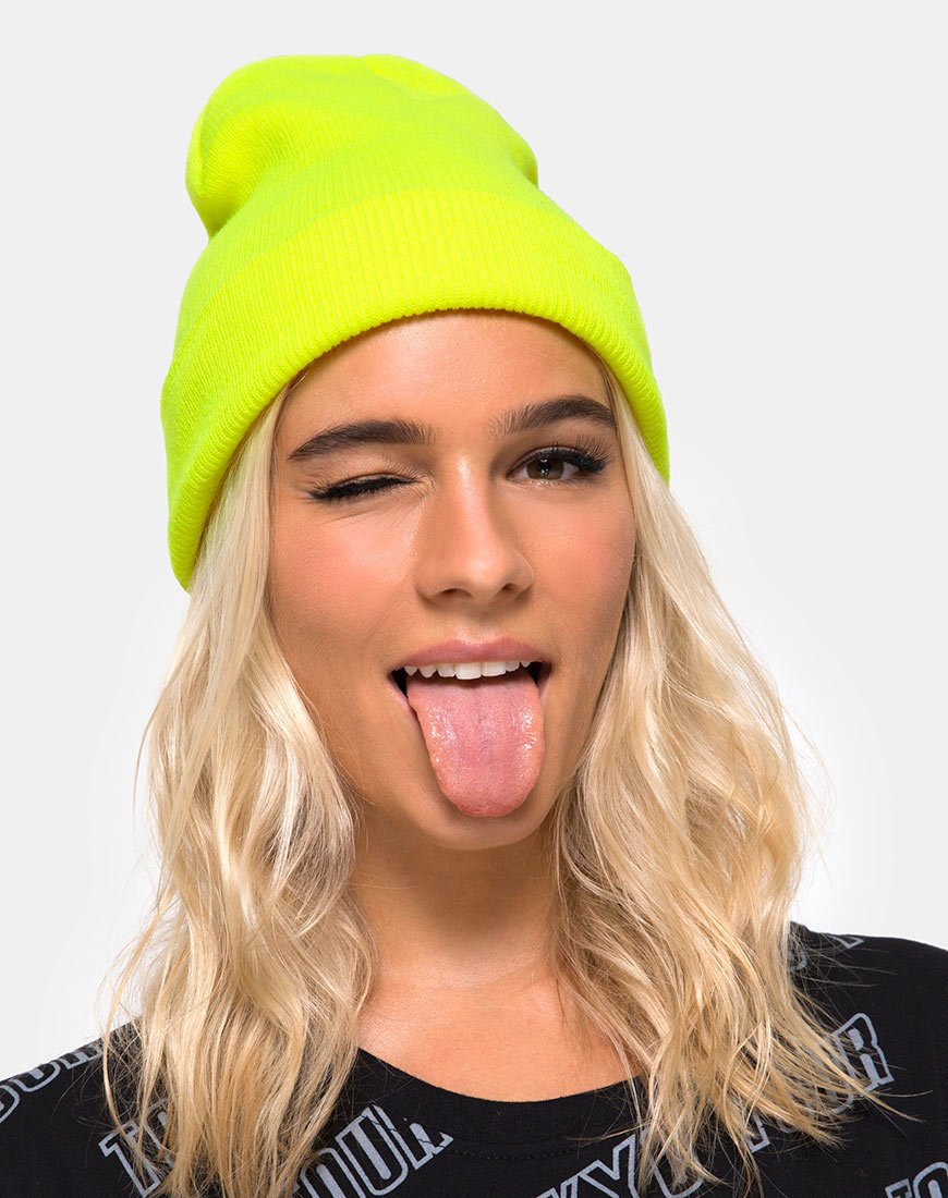 Imagen de Beanie Hat in Highlighter Yellow