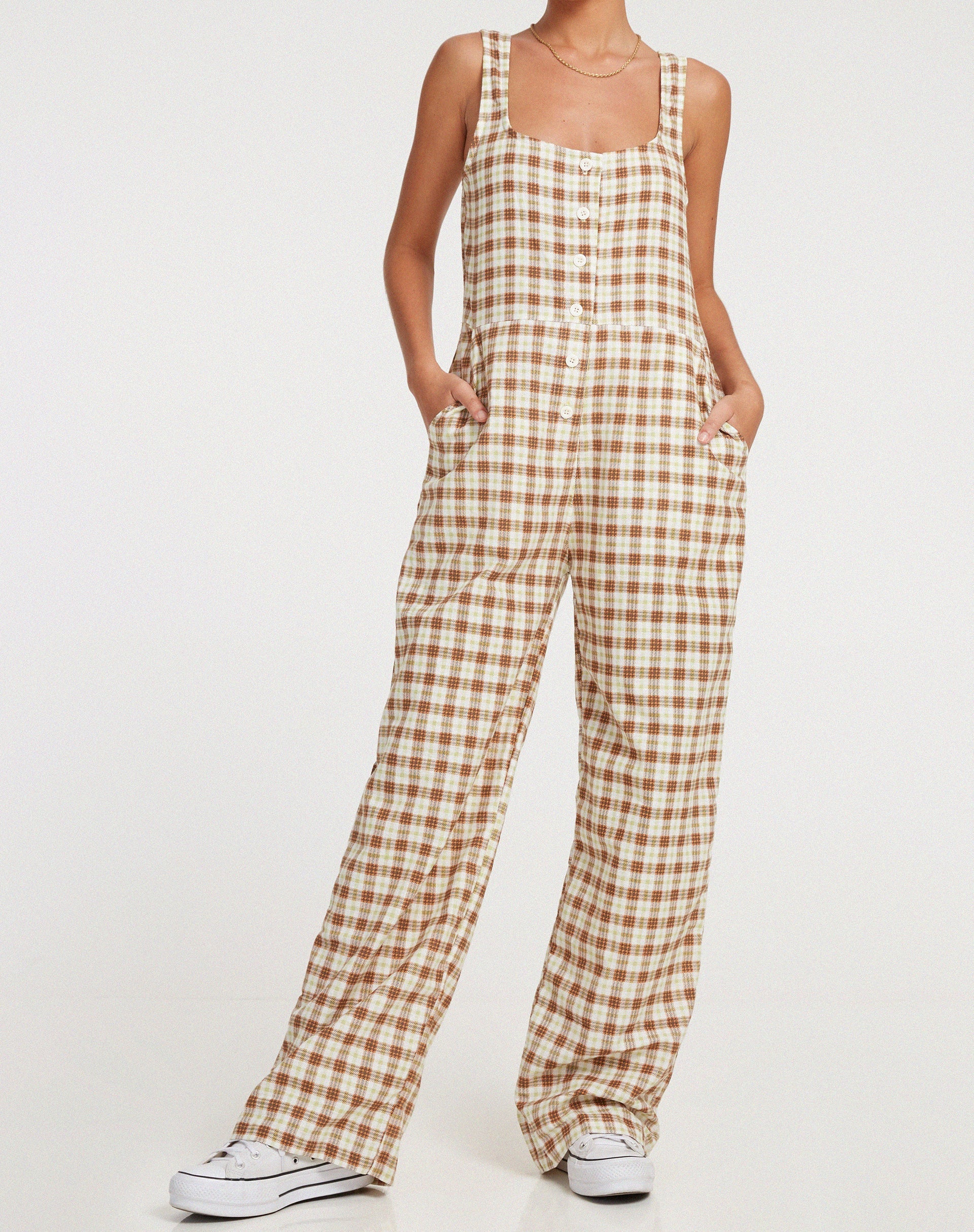 imagen de Beatrix Jumpsuit in Yellow Brown Check