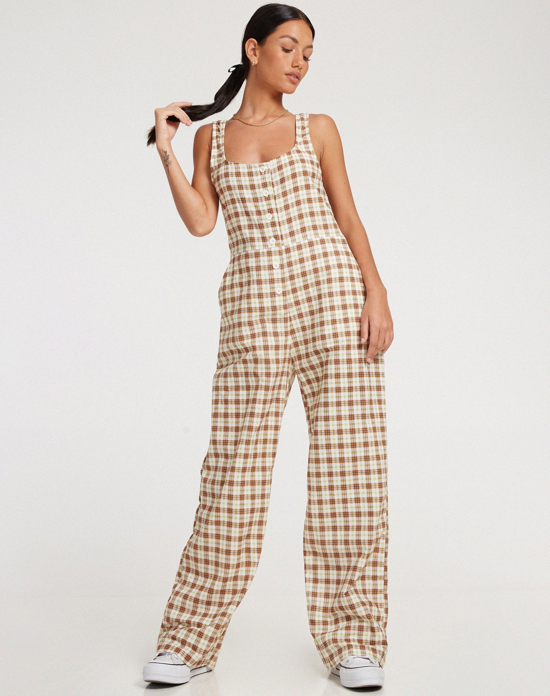 imagen de Beatrix Jumpsuit in Yellow Brown Check