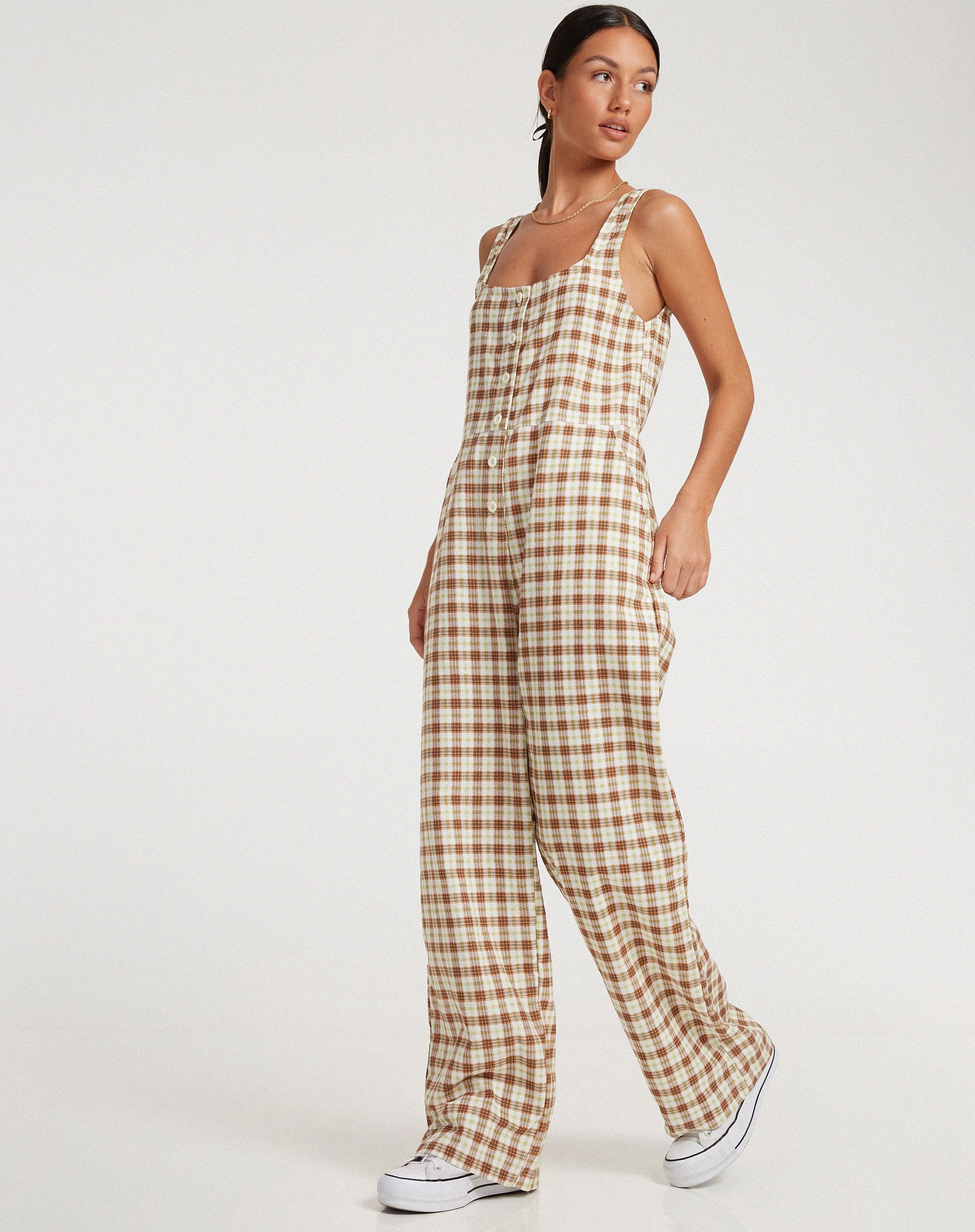 imagen de Beatrix Jumpsuit in Yellow Brown Check