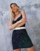 Imagen del minivestido Becky en flocado de cebra horizontal Negro