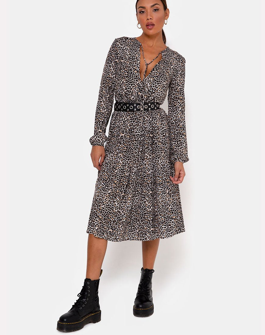 Imagen de Bello Midi Dress in Rar Leopard Brown
