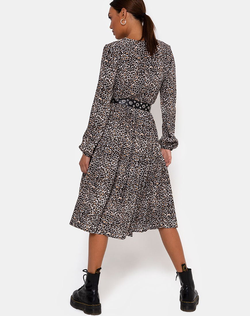 Imagen de Bello Midi Dress in Rar Leopard Brown