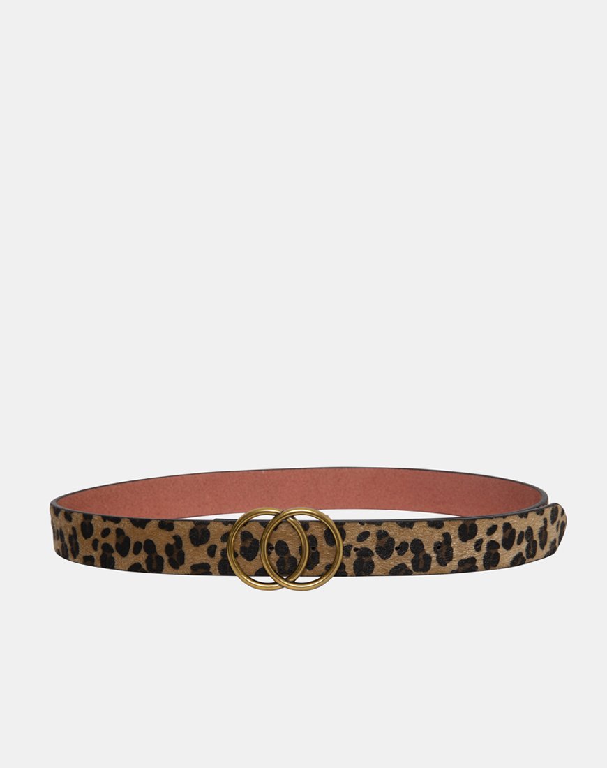 Image of Cinturón de piel de leopardo con hebilla redonda