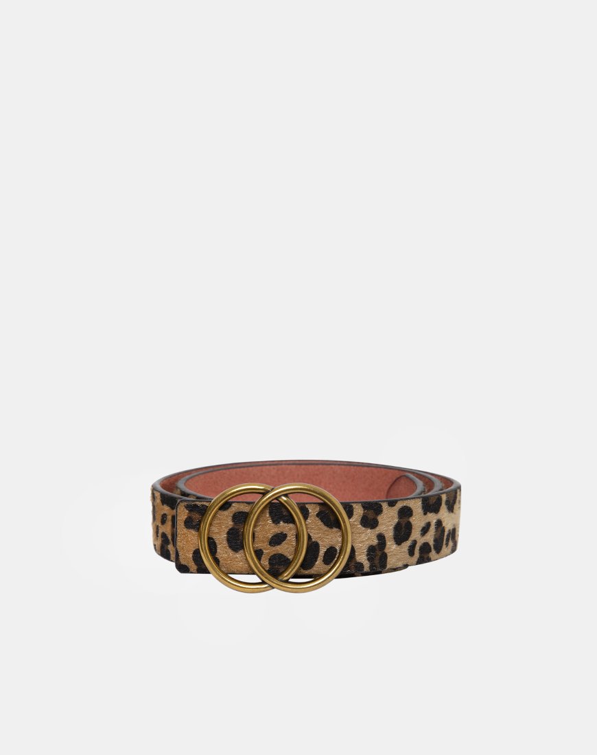 Image of Cinturón de piel de leopardo con hebilla redonda