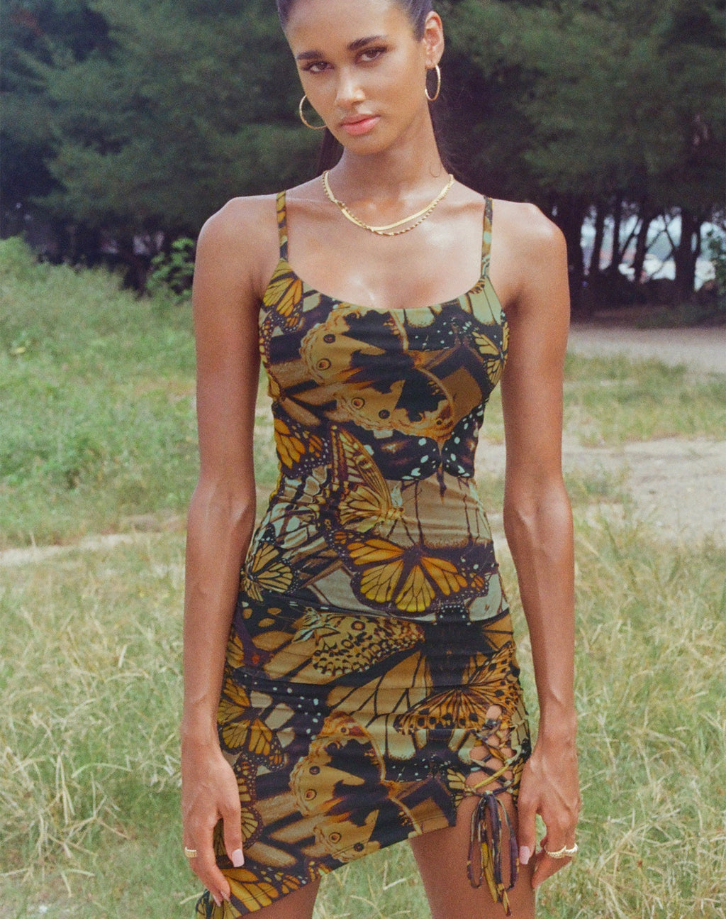 Minivestido Benita en oro mariposa
