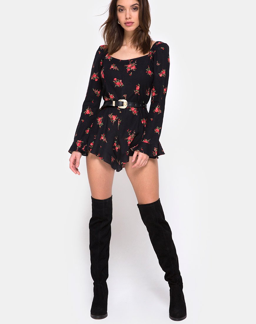 Imagen de Berlo Mono de manga larga en Soi Rose Negro y Rojo