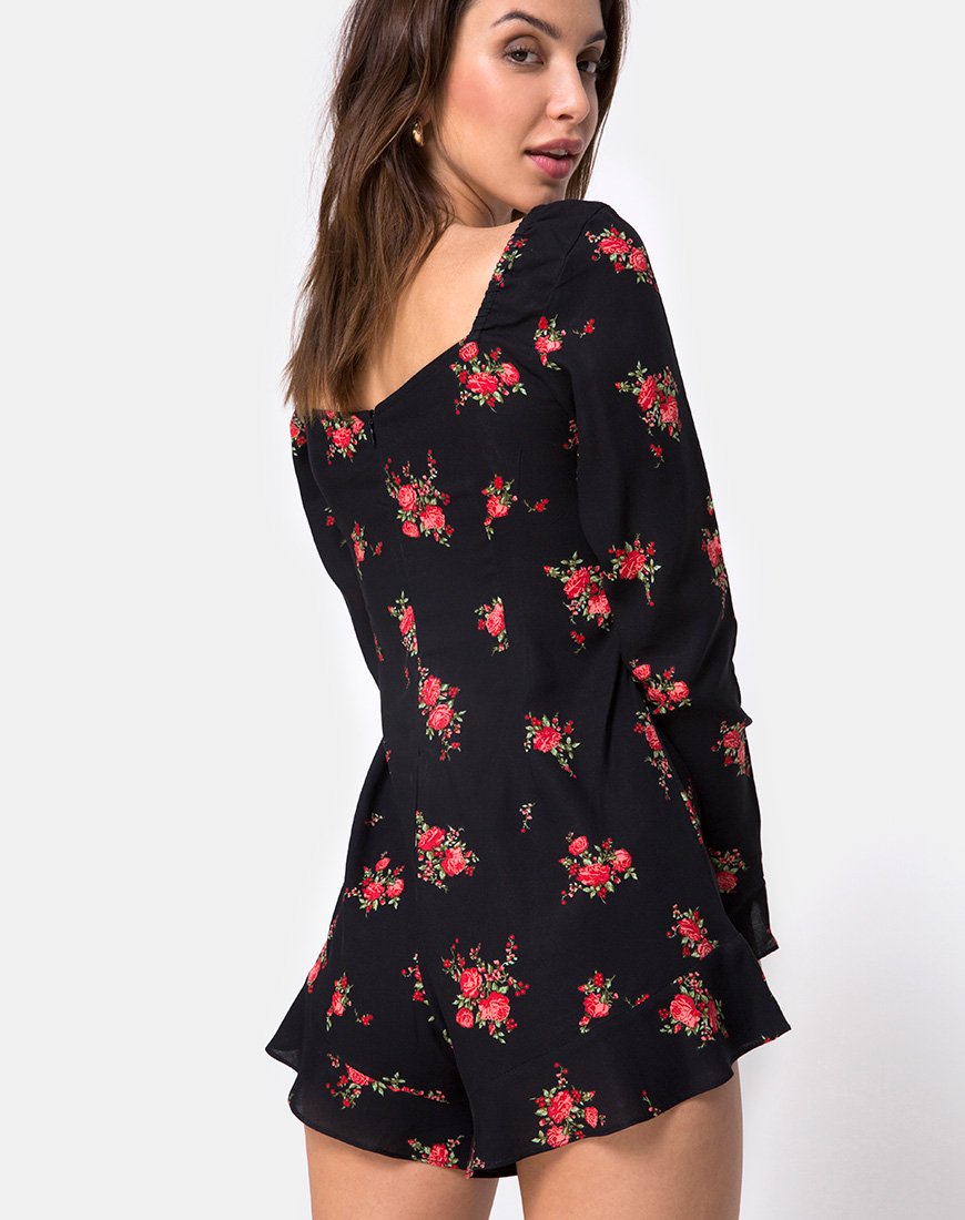 Imagen de Berlo Mono de manga larga en Soi Rose Negro y Rojo
