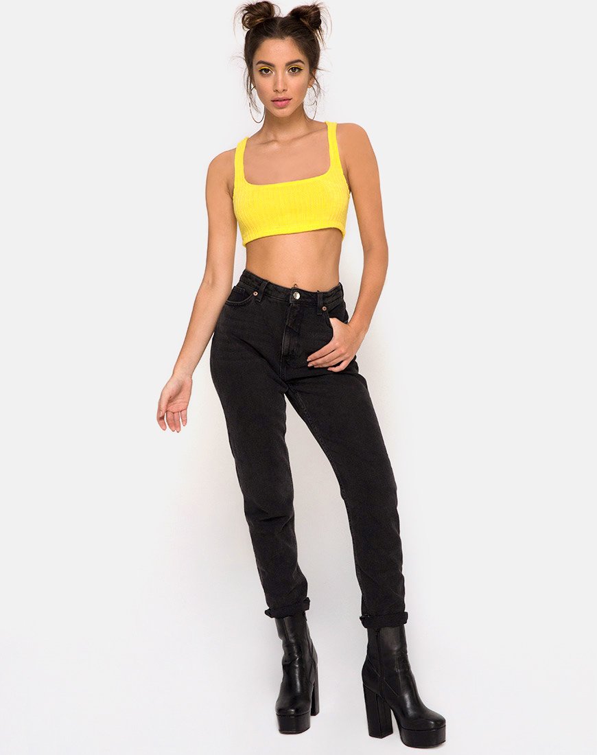 Imagen de Berries Crop Top de punto elástico amarillo