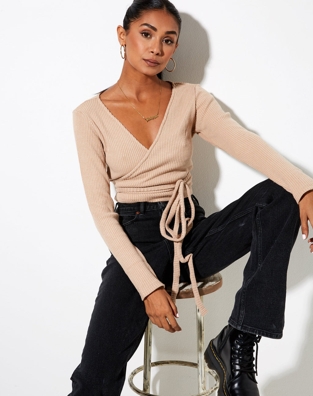 Top de tirantes Bianca en Rib Tan