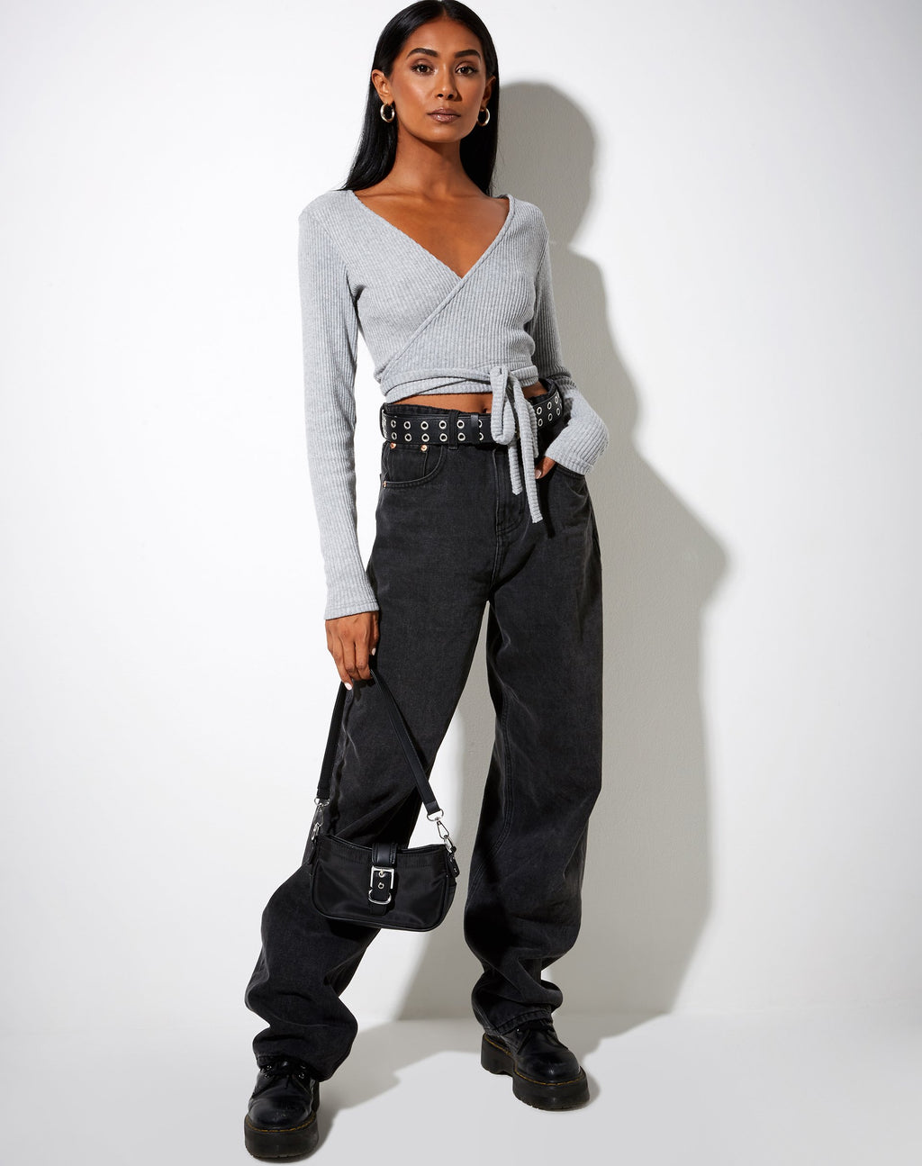 Top Bianca en marga gris