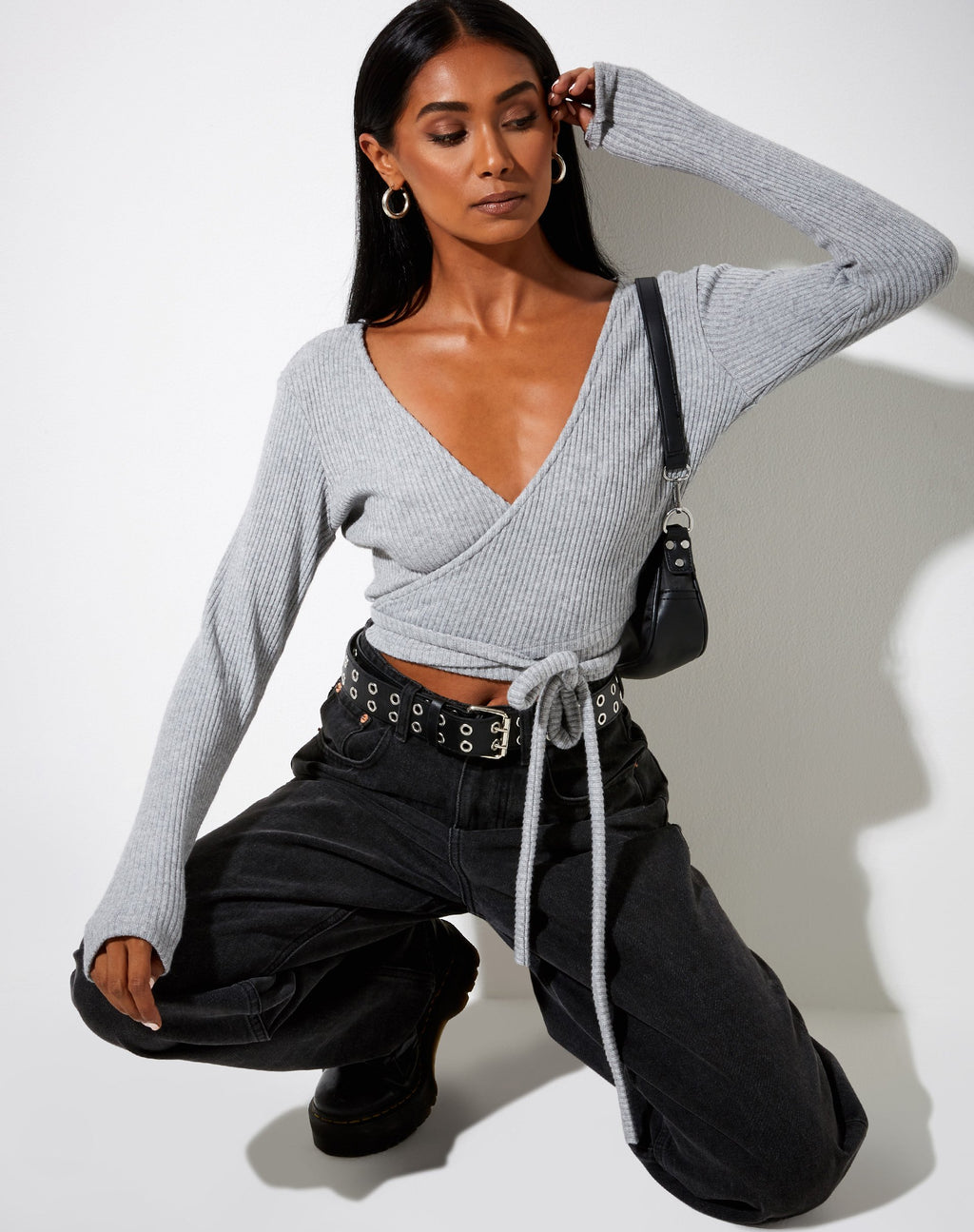Top Bianca en marga gris