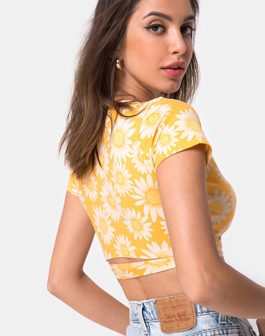 Biaz Wrap Crop en Sunkissed Floral Yellow