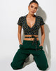Imagen de Bilar Crop Top en Flowing Flower Negro