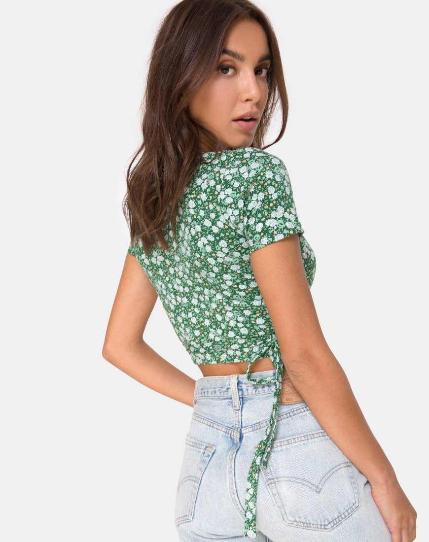 Top Bilen Verde Campo Floral