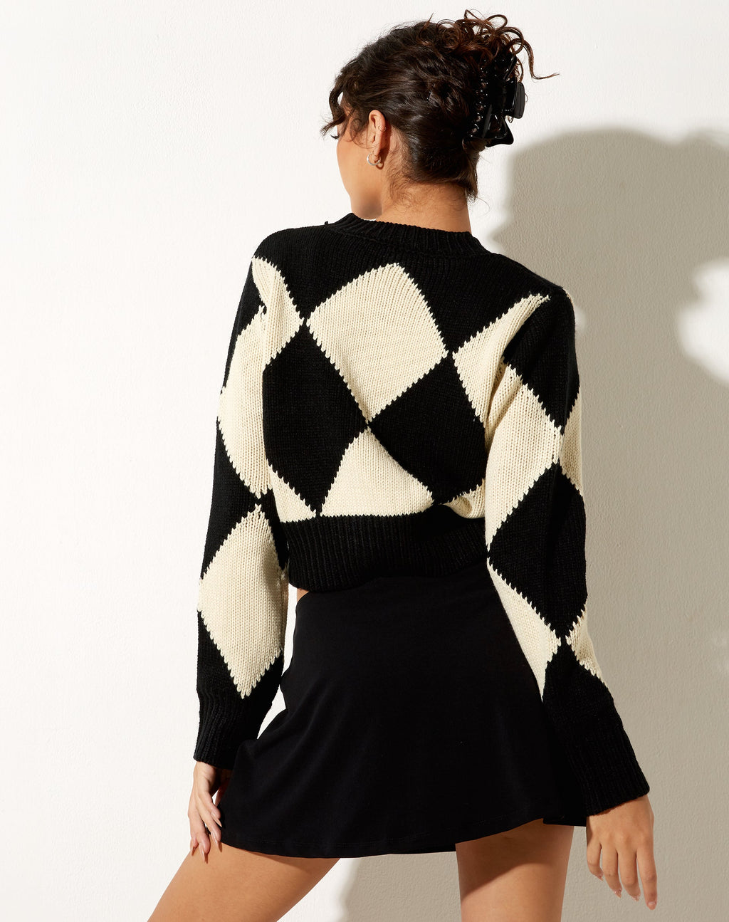 Jersey Binda en Harlequin negro y blanco roto
