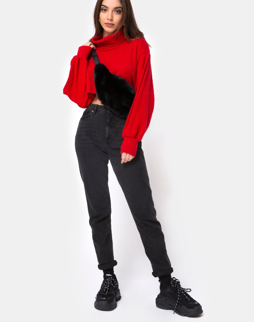 Imagen de Bumbag in Fur Negro