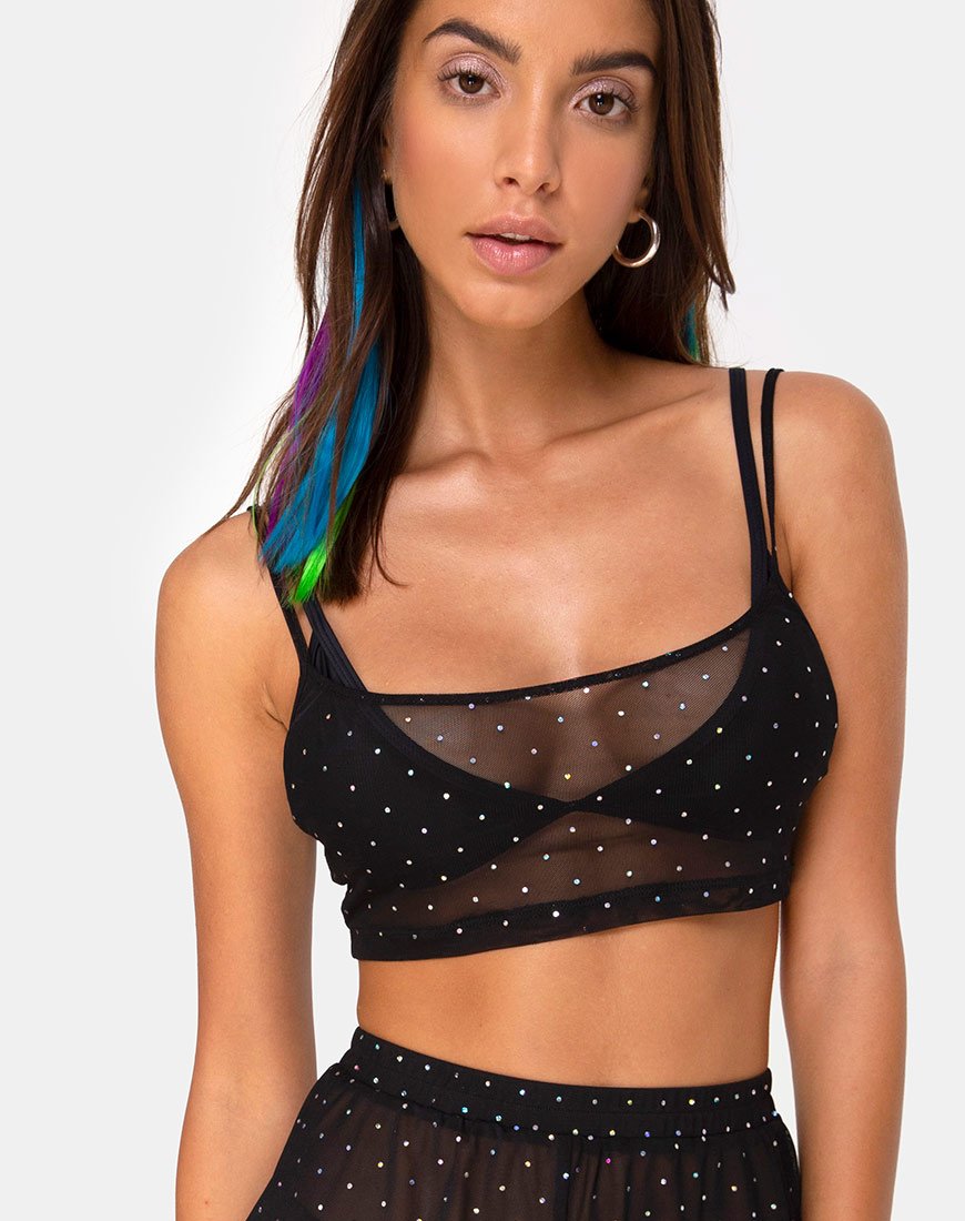Blink Crop Top en Crystal Net Negro
