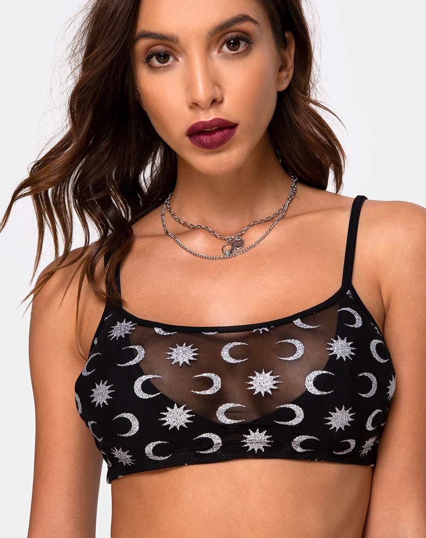 Blink Crop Top en Over The Moon Negro con Purpurina