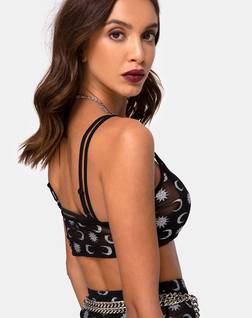 Blink Crop Top en Over The Moon Negro con Purpurina