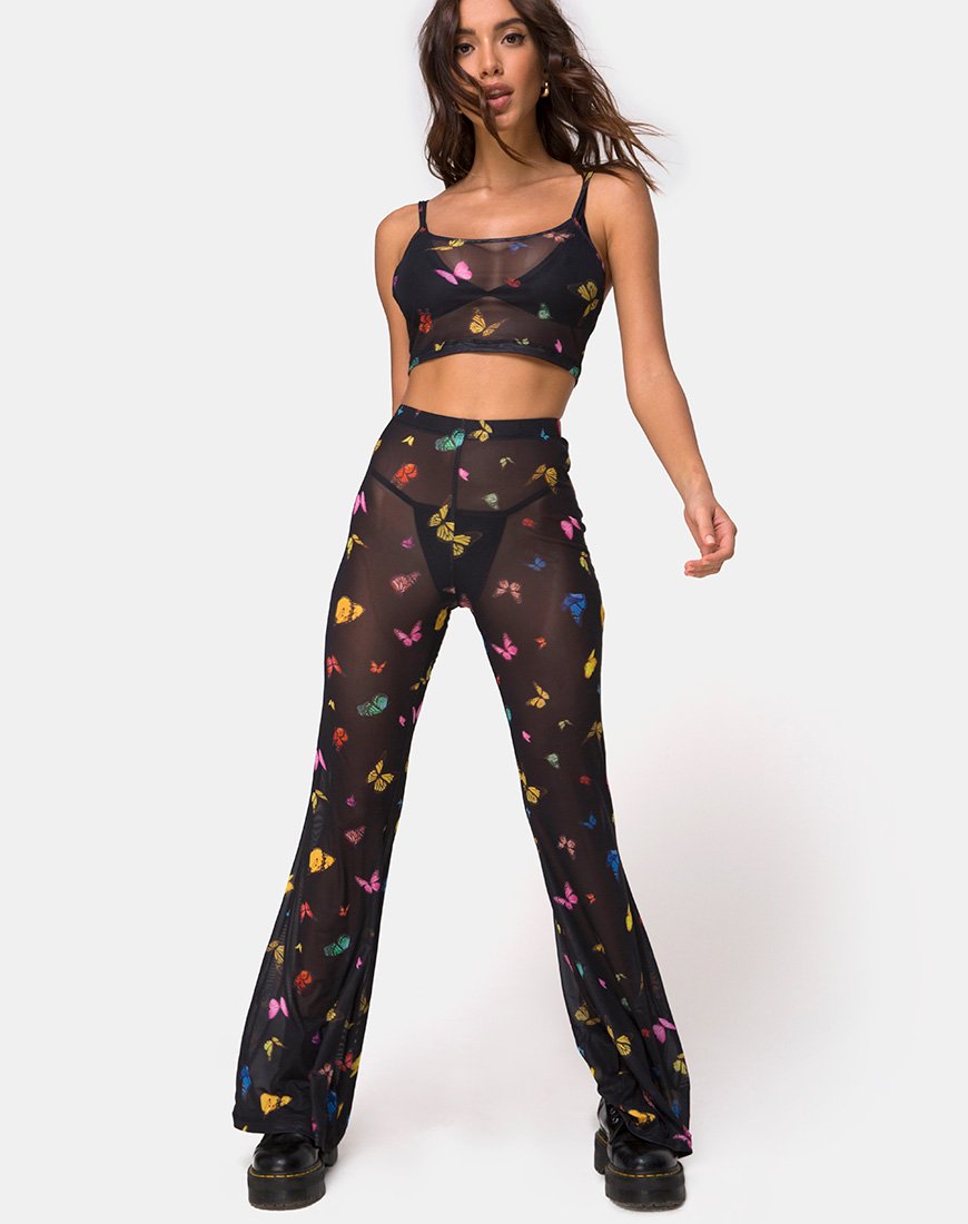 Imagen de Bliss Crop Top en Mesh Negro Mariposa