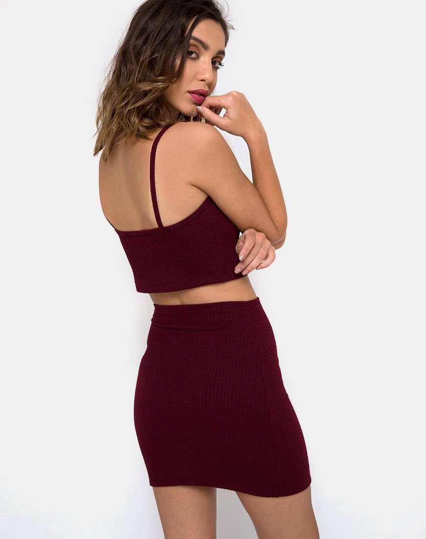 Kimmy Falda Bodycon en Borgoña