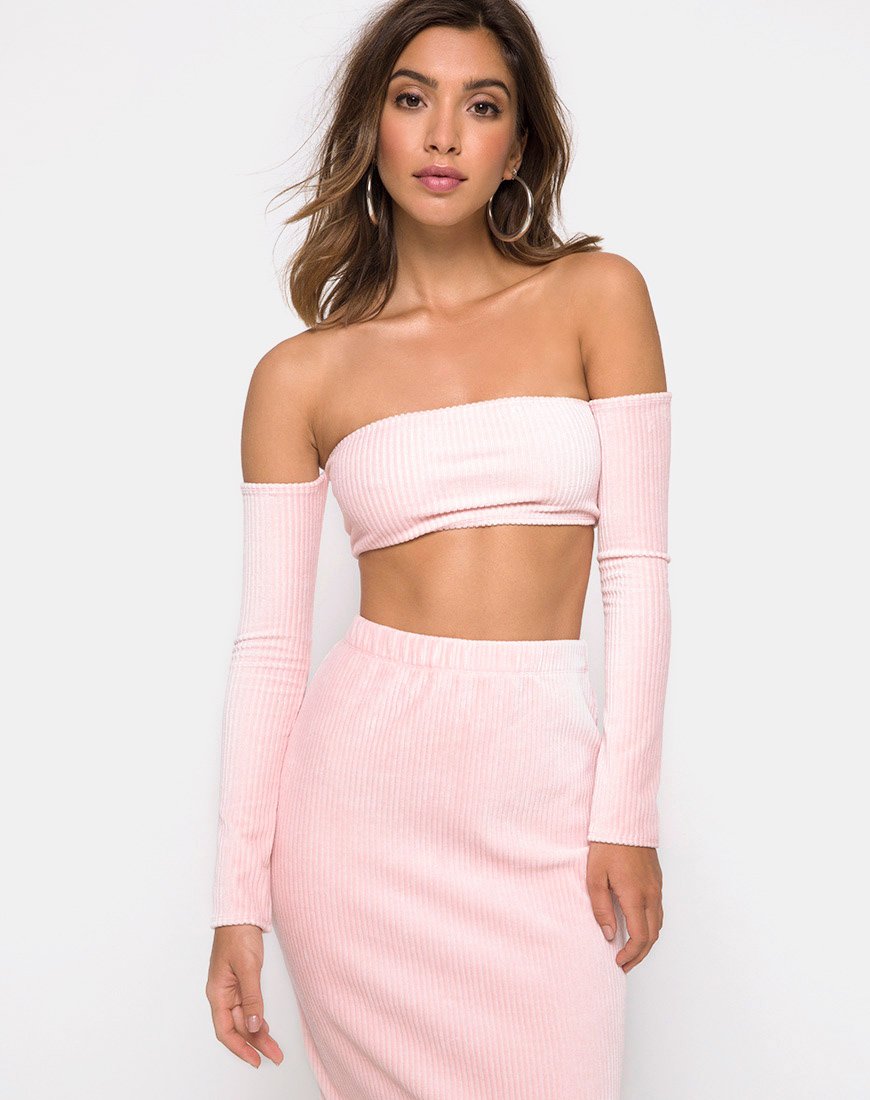 Falda Bobby Midi de punto mullido Candy