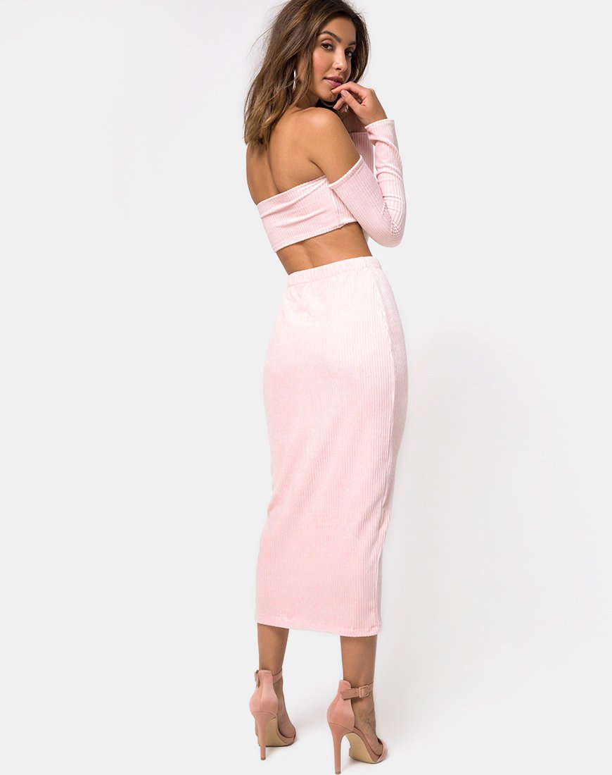 Falda Bobby Midi de punto mullido Candy