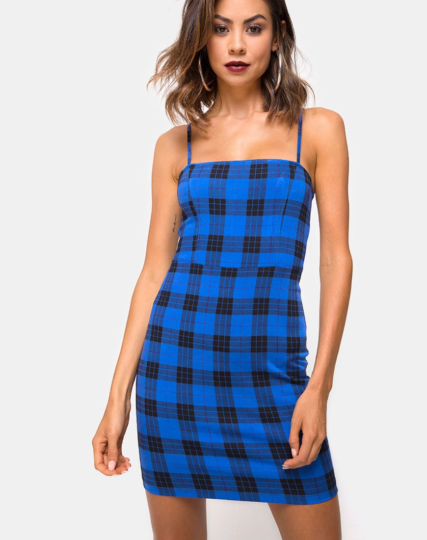 Minivestido Boco en azul tartán