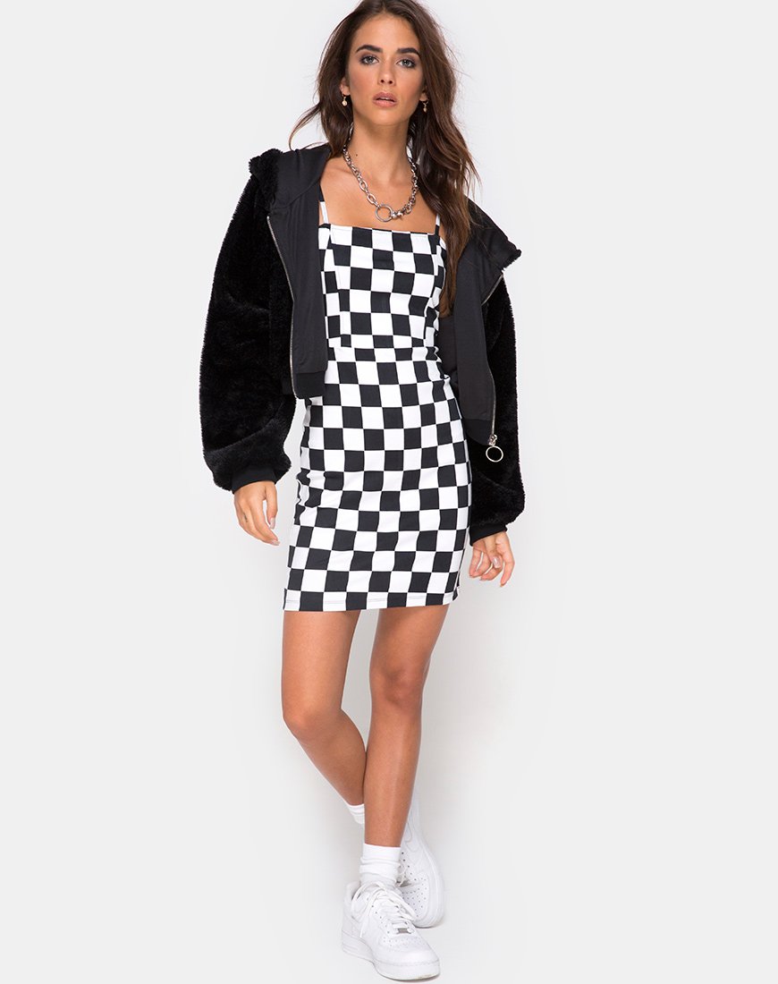 Imagen de Boco Vestido a cuadros Tablero Mediano B/N