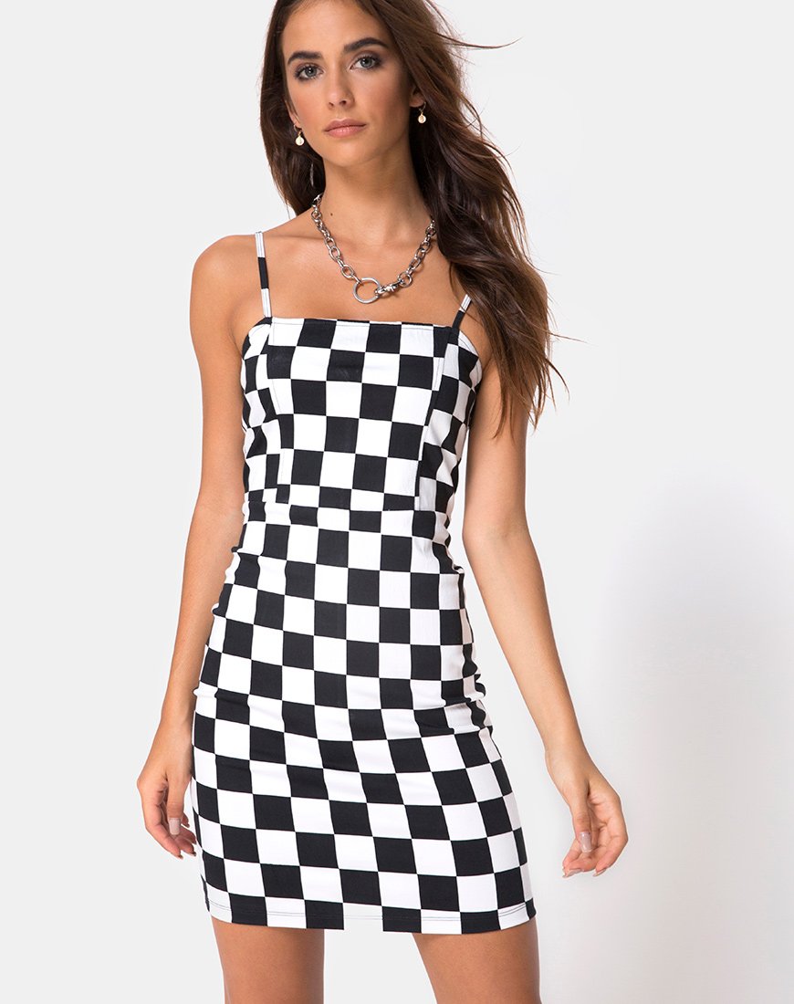 Vestido Boco en Check Board Medium B/N