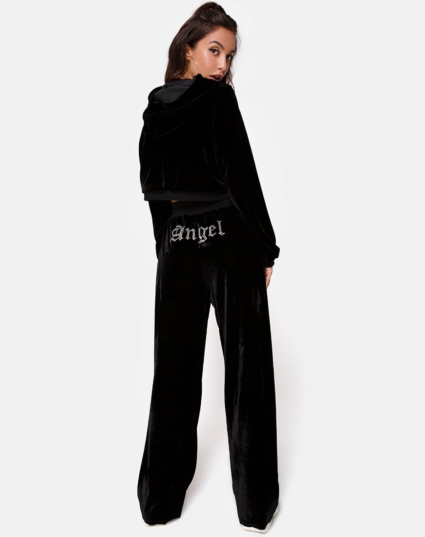 Imagen de la sudadera Bomb Hoodie in Black w/ Angel Diamante Hot Fix
