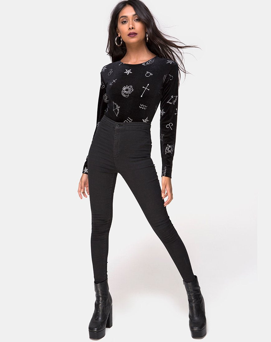 Imagen de Bonella Corpiño de terciopelo negro medio Astro Glitter