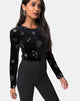Imagen de Bonella Corpiño de terciopelo negro medio Astro Glitter