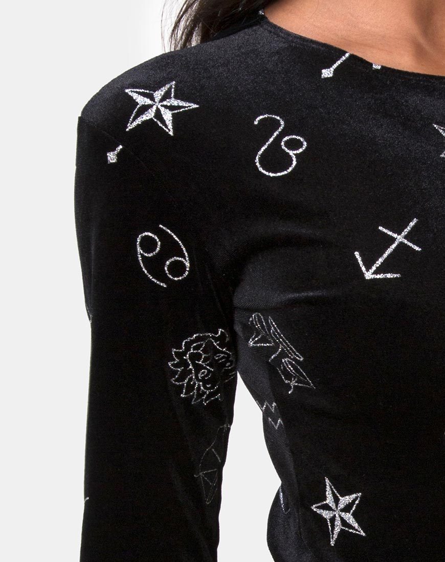 Imagen de Bonella Corpiño de terciopelo negro medio Astro Glitter