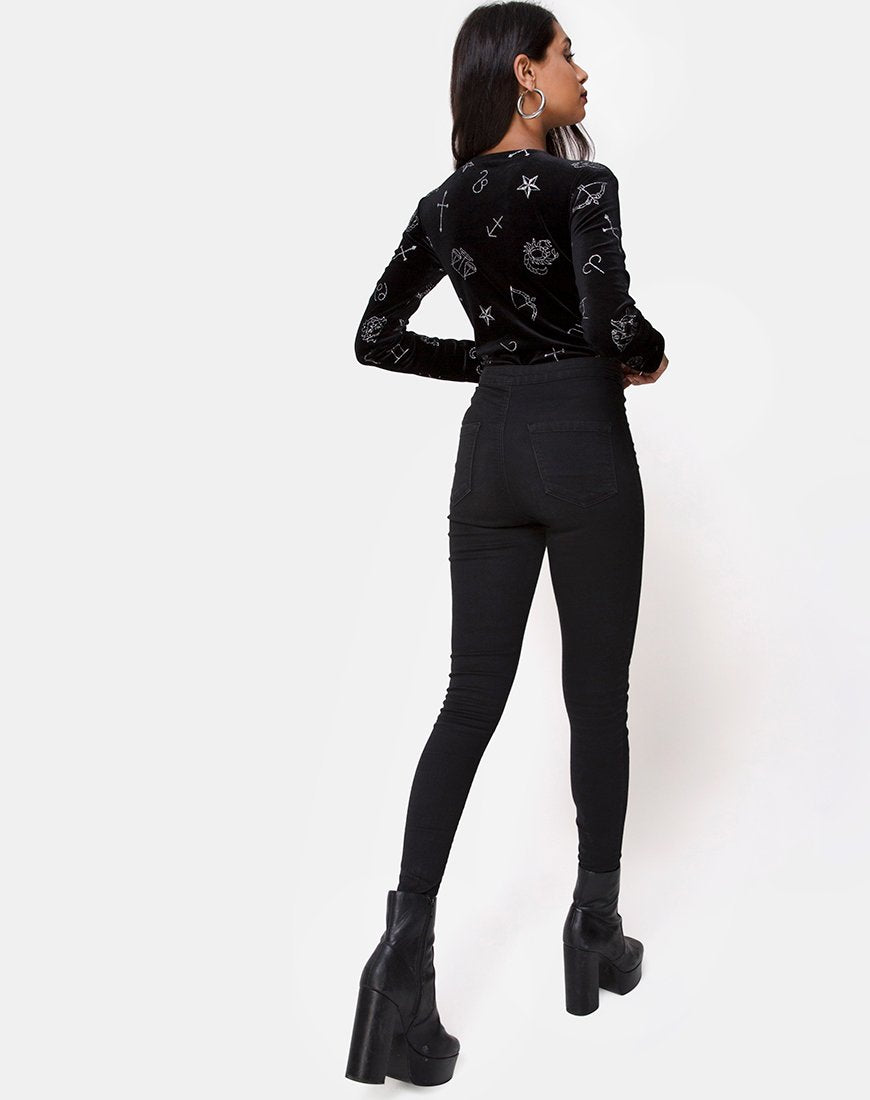 Imagen de Bonella Corpiño de terciopelo negro medio Astro Glitter