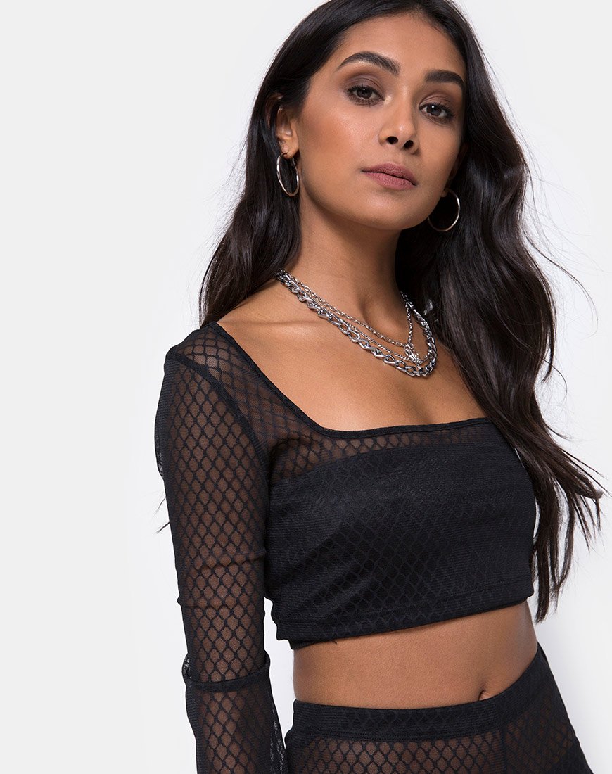 Top Boneta de rejilla negro