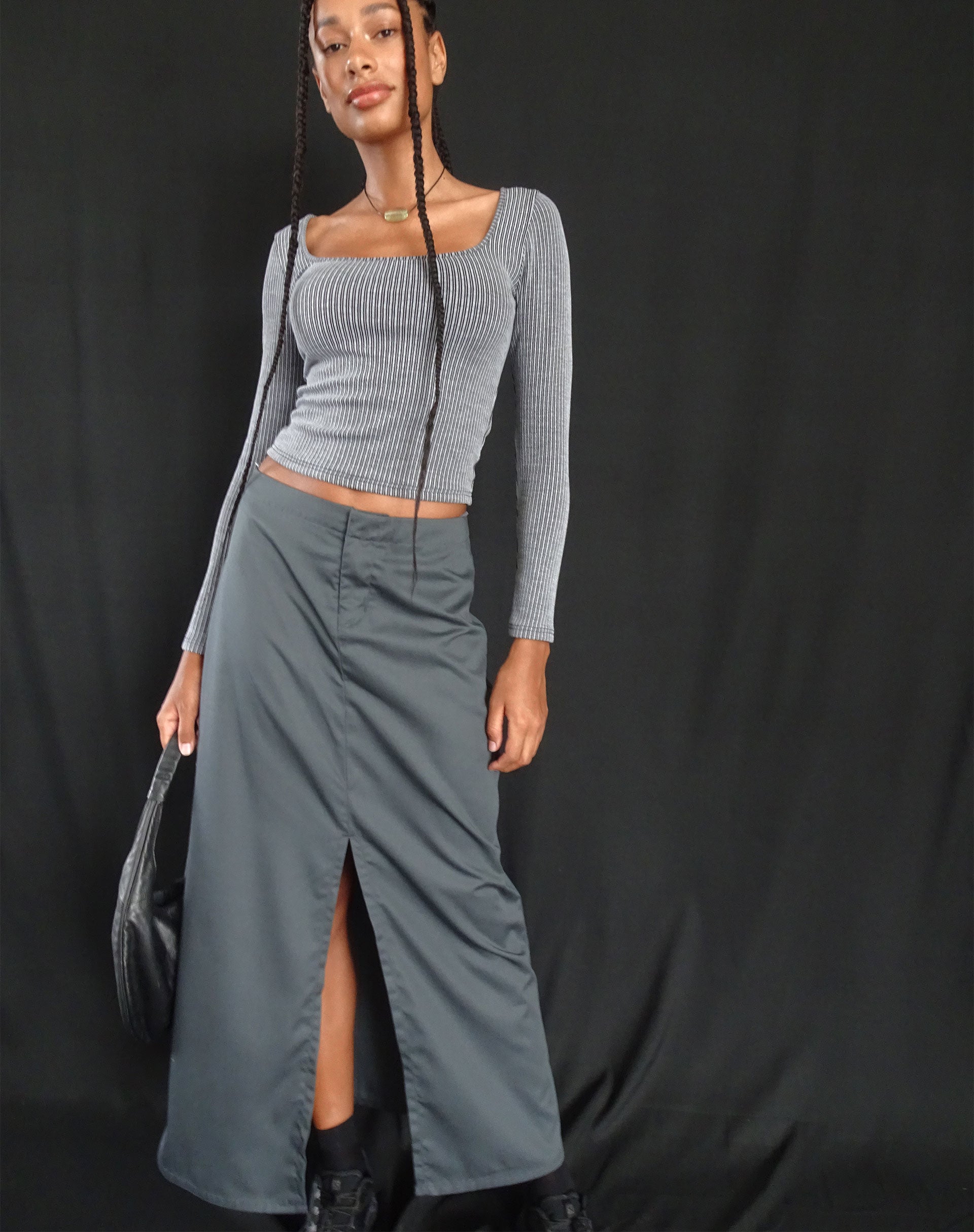 Imagen de Haisley Maxi Falda Cargo en Gris Oscuro
