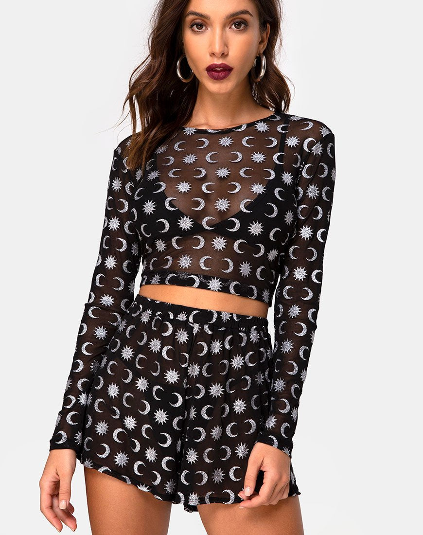 Imagen de Bonnie Crop Top en Over the Moon Negro con Purpurina