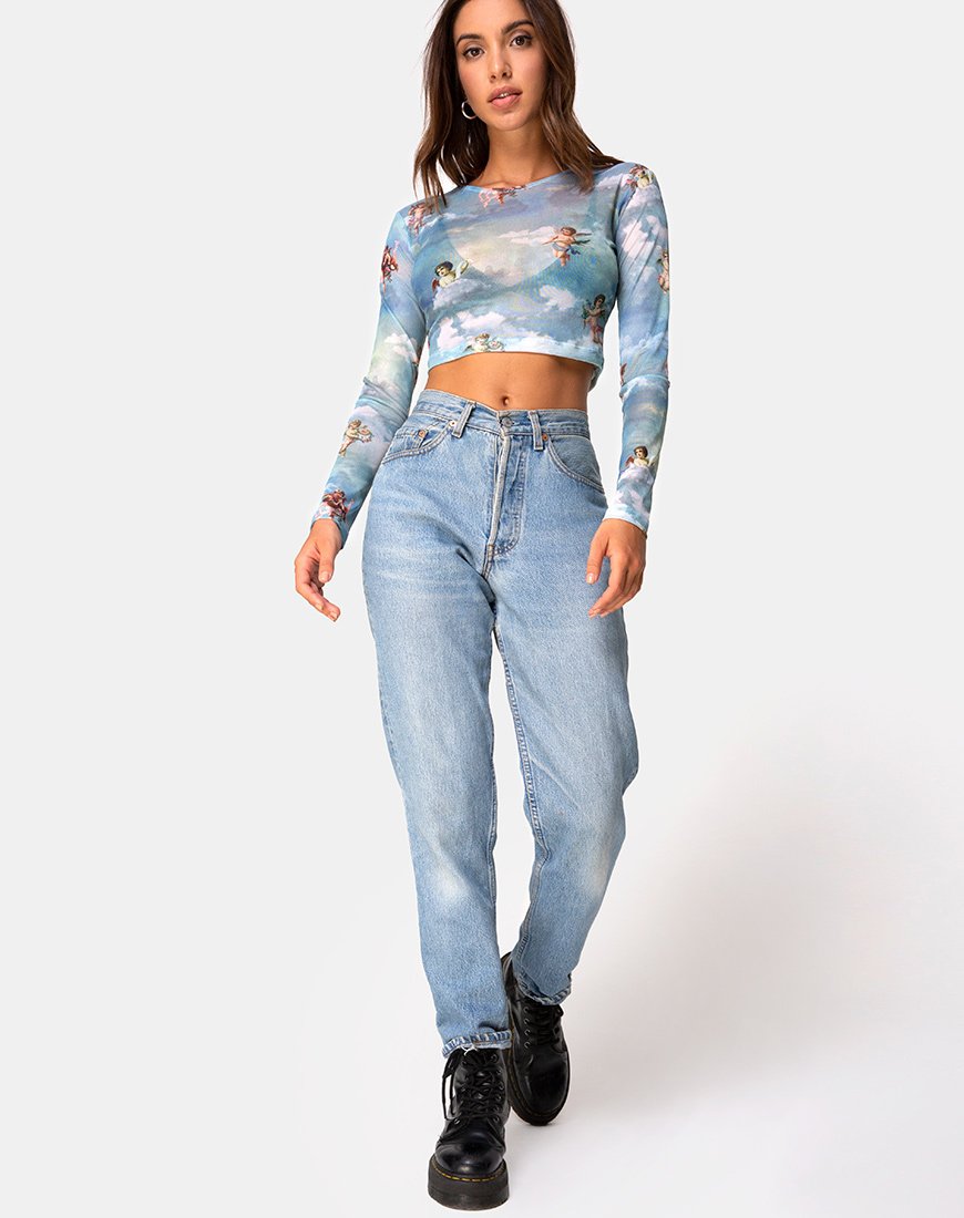 Imagen de Bonnie Crop Top en malla Angel Sky Blue