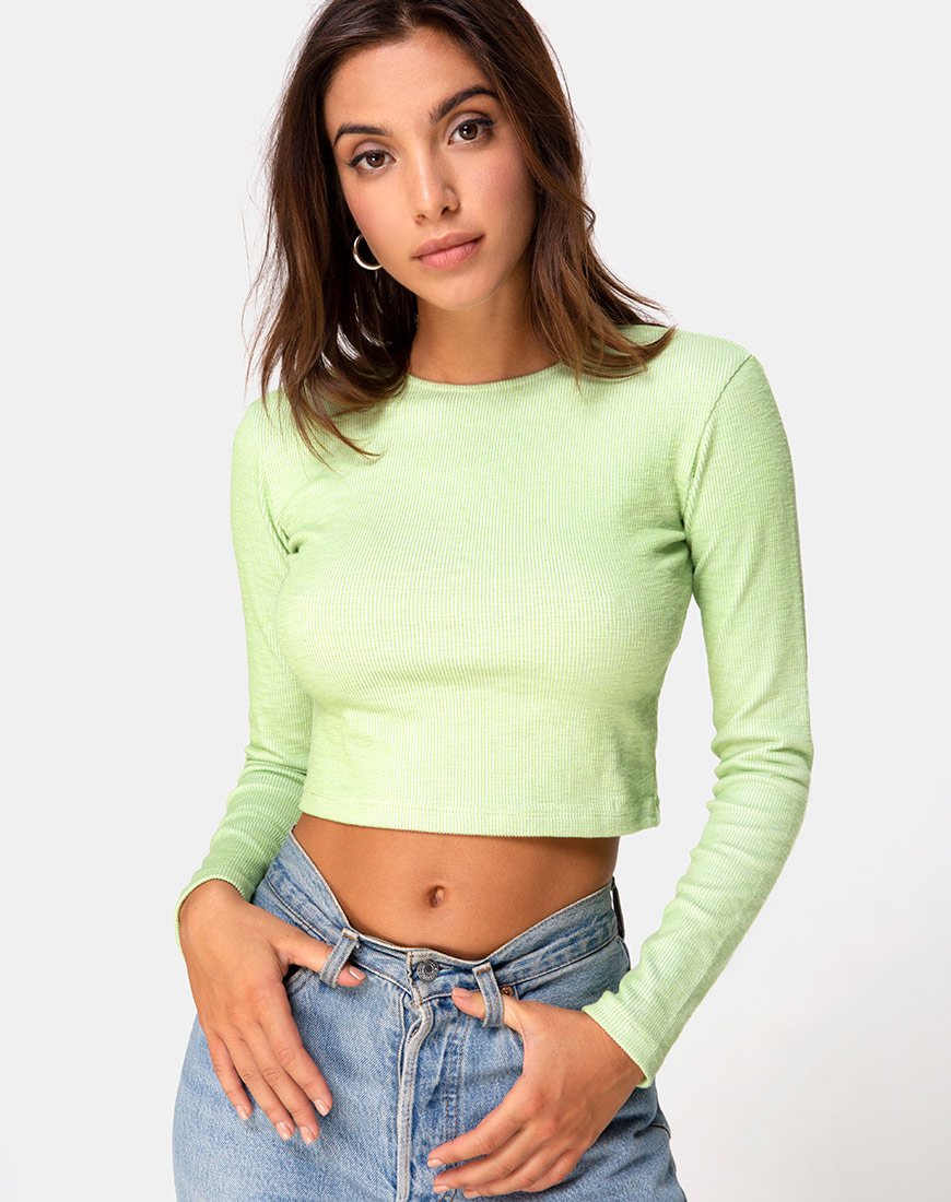 Bonnie Crop Top en Rib Pastel Lime