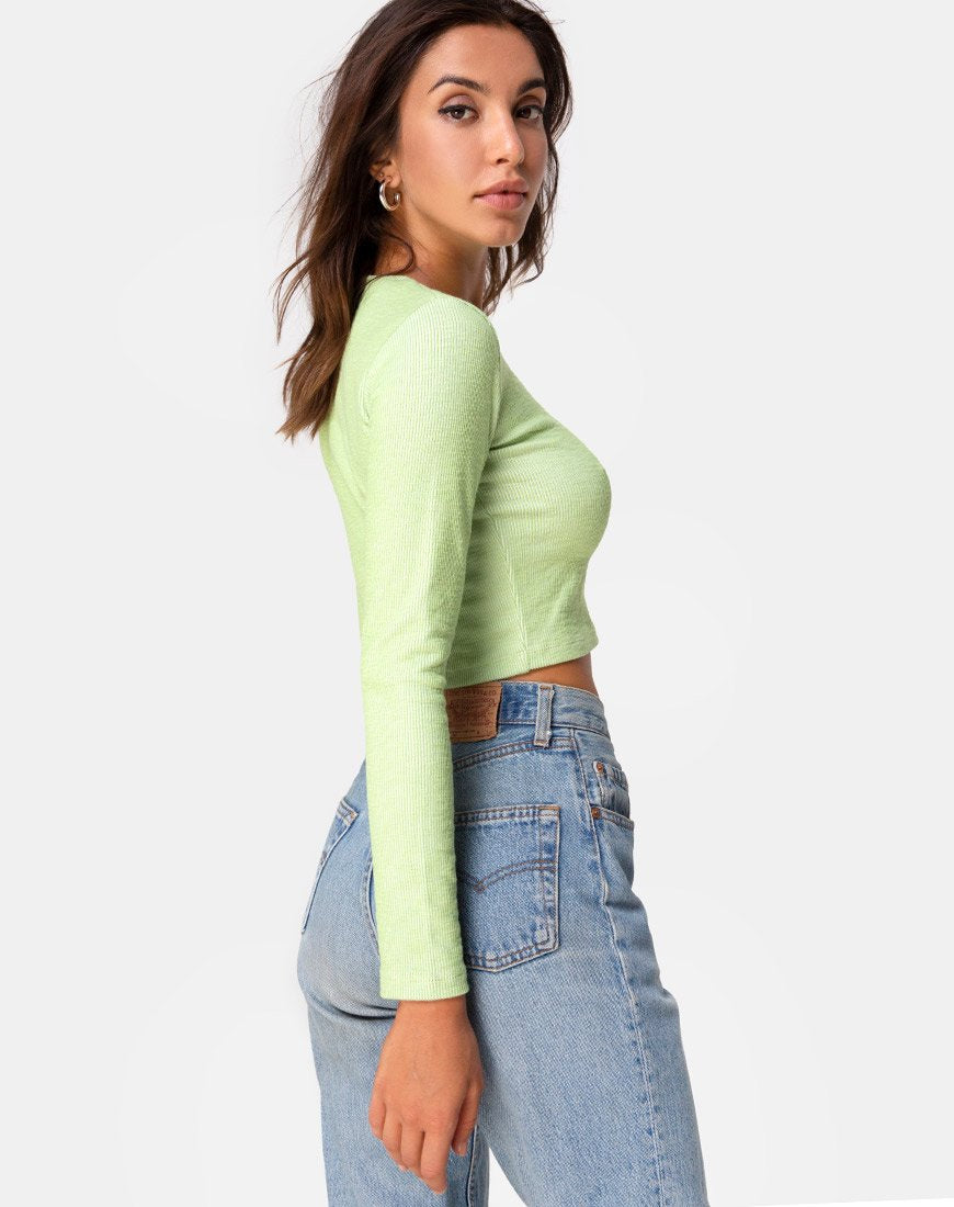 Bonnie Crop Top en Rib Pastel Lime