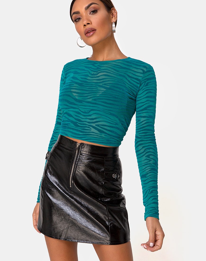 Bonnie Crop Top en Zebra Flock Verde Bosque