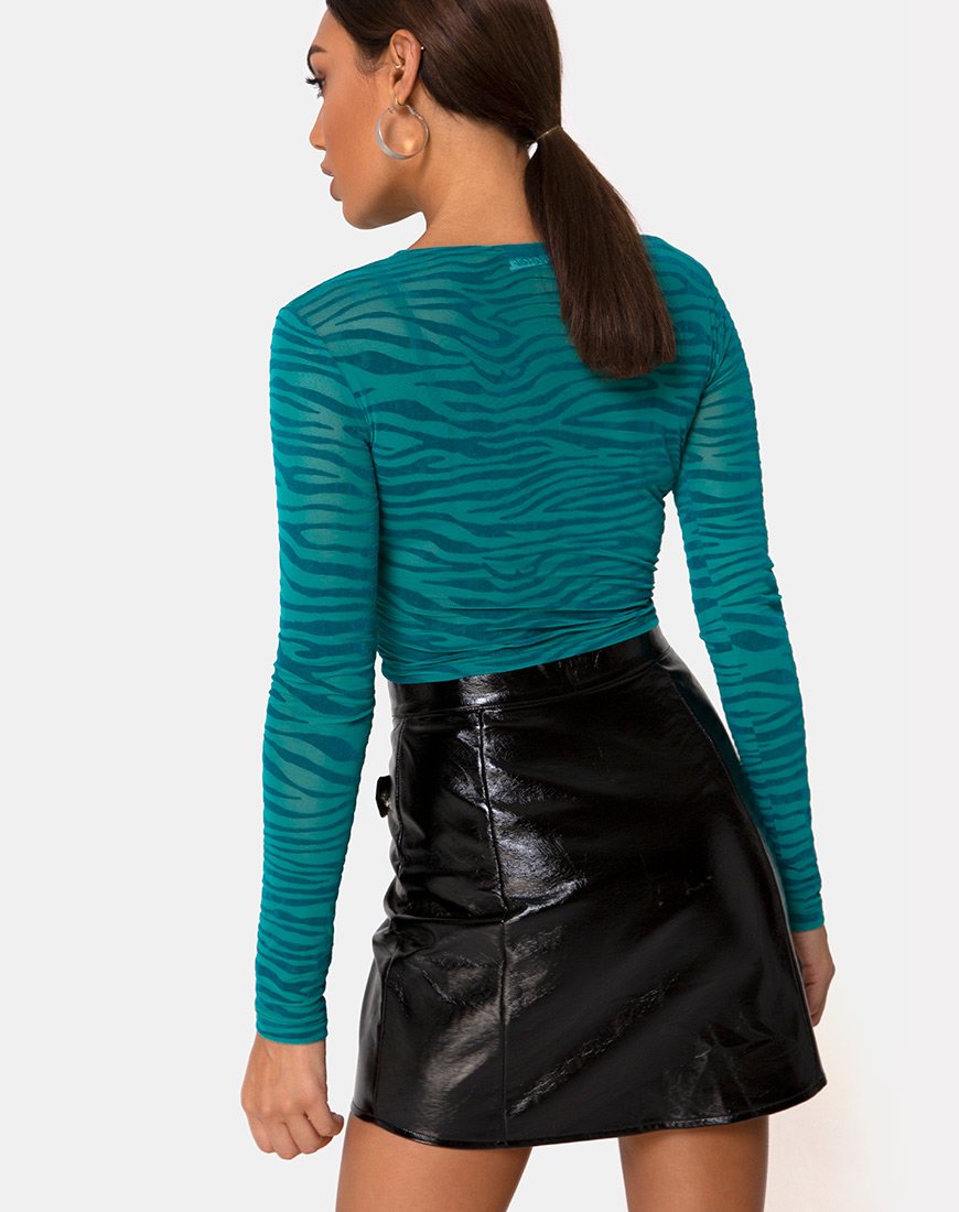 Bonnie Crop Top en Zebra Flock Verde Bosque